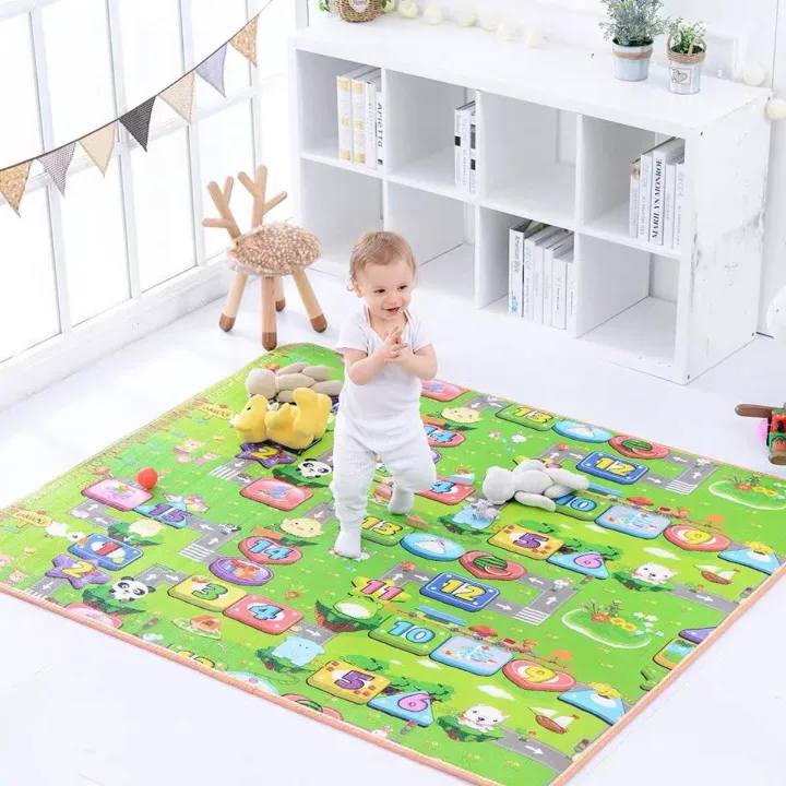 Kid Play Mat With Pouch Water Resistance Kids Baby Playing Floor Double Side Gym Baby Playing Floor Double Side Mat Gym, Outdoor Floor Mats For Babies