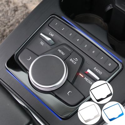 Stainless Steel Console Multimedia Control Panel Decoration Frame Cover Trim For Audi A4 B9 2017-2019 Car Interior Accessories