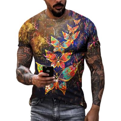 Summer Fashion Casual Retro Butterfly graphic t shirts 3D Trend Men Personality Streetwear Hip Hop harajuku Printed Short Sleeve