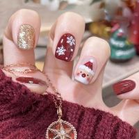 [COD] Wine Wearing Nails Snowflakes Claus Patches Flashing Gold Shards Fake Stickers