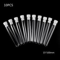 【CW】◆№■  Hot 10Pcs/Pack 15x100mm Transparent Plastic Test Tubes Lab With Screw Cap