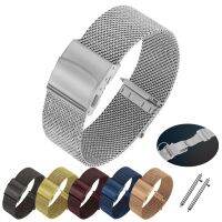 yivdje 0.6 Line Mesh Strap 12/14/16/18/20/22/24mm Quick Release Stainless Steel Watch Band for DW Adjustable Double Push Clasp