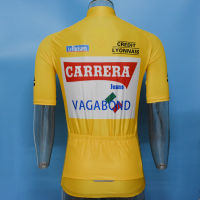 Retro Summer Men Yellow Cycling Jersey Short Sleeve Bicycle Clothing