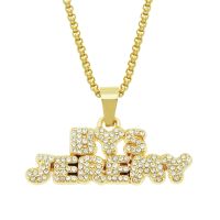 [COD] All-match personalized rhinestone English word necklace trendy men European and hip-hop stitching letter pendant