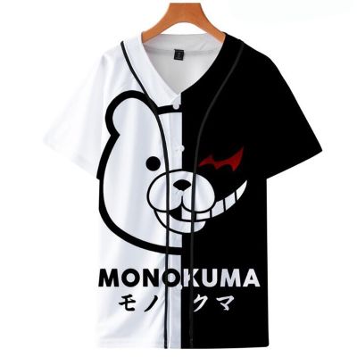 Anime Danganronpa Monokuma Baseball T shirt Black White Bear Unisex 3D Print Hip Hop Loose T Shirt Jersey Cosplay