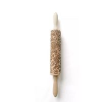 Embossed Wooden Rolling Pin 35*5cm Textured Baking Cookies Noodle Biscuit Fondant Cake Dough Patterned Roller Snowflake 3 Bread  Cake Cookie Accessori