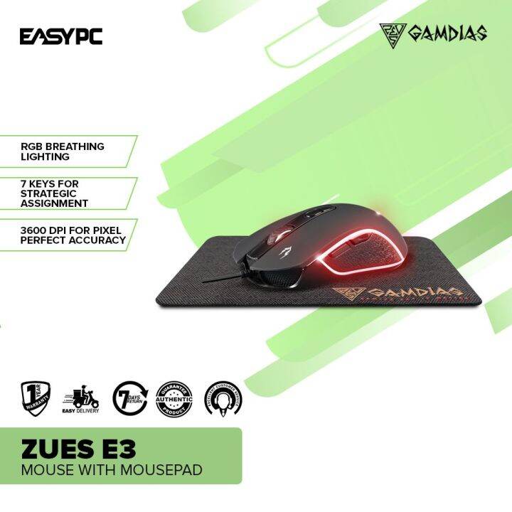 EasyPC Gamdias Zues E3 Mouse with Mousepad Set Combos Gaming Mouse