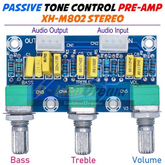 Passive Tone Control Pre-Amp XH-M802 Tune Kontrol Pasif Treble Bass ...