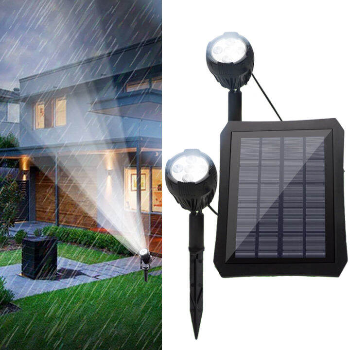 Solar Powered Spotlight 2 White Lighting Solar Panel Outdoor Lighting