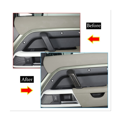 3Pcs Car Inner Door Handle Cover Trim Sticker Parts Accessories for Land Rover Defender 110 2020-2023 Interior Pull High-Version Wood
