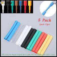 AIMEE 5pack (12pcs/packet) สากล ปลอกสาย เครื่องมือซ่อม ตัวป้องกันสาย USB ท่อหดความร้อน ปกเซฟเวอร์ ออแกไนเซอร์ลวด