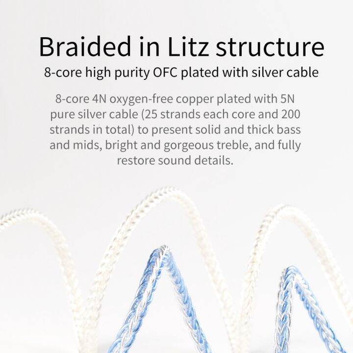 kbear-สายหูฟังอัปเกรดการถอดรหัส-t3-8-core-ความบริสุทธิ์สูง-ofc-ชุบด้วยเงิน-mmcx-2pin-tfz-เชื่อมต่อ1-2เมตร