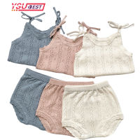 2021 Sweet Cotton Knitt Strap Shirt+Short Pants Suit for Toddler Girls Clothing Set Newborn Baby Girls Outfits Princess Costumes