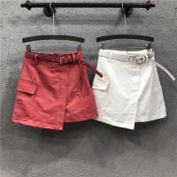 【hot】 New and Irregular Female Trend Personality Big pockets waist denim Pants Skirt