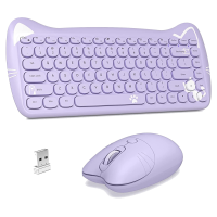 Wireless Keyboard and Mouse Combo ,2.4GHz Wireless Retro Cute Cat Keyboard Mouse Set for PC Desktop Laptop
