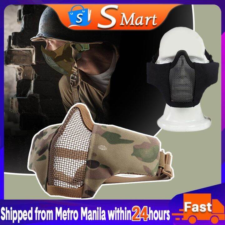 【COD】 【Soyamart】Tactical Foldable Half Face Paintball Steel Mesh