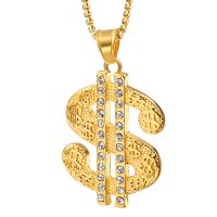 Stainless Steel Zircon Full Crystal Dollar Sign Pendant Necklace Metal Star Jewelry Men Hip Hop Charm Chain Bling Men Jewelry