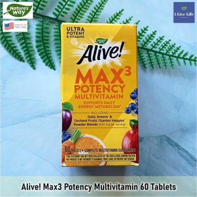 Natures Way - Alive! Max3 Potency Multivitamin 60 Tablets วิตามินและแร่ธาตุรวม