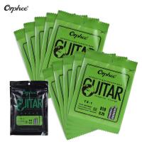 Orphee TX-1 เปลี่ยนสายเดี่ยวสำหรับอะคูสติกกีต้าร์พื้นบ้าน 1st E-String (.010) 10-Pack แกนเหล็กคาร์บอนสูง 75/25 สารเรืองแสงสีบรอนซ์ความตึงสายกีต้าโปร่ง