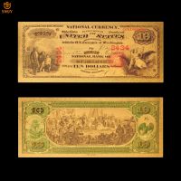 New Product Color US Paper Money 10 Dollar Money Gold Banknote Replica Fake Bills For Collection