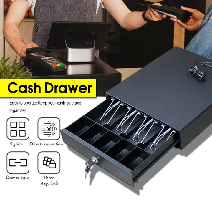 Cash Box Drawer for Store 5 Grid Bills Tray 4 Coins Tray AntiRust
