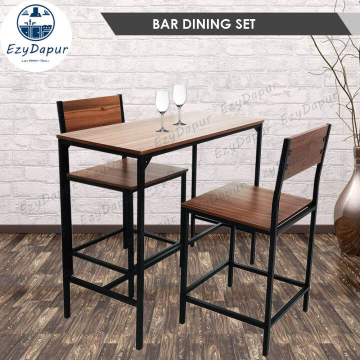 EZYD (1Table + 2 Chairs) Modern Dining / Bar Table & 2 High Bar Chairs