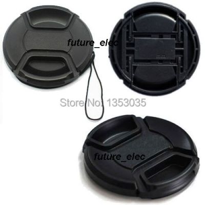 2Pcs Hot 52mm 52 mm Center Pinch Snap-On Front Lens Cap Cover Hood Holder For Canon Nikon Digital Camera Filter + Anti-lost Cord Lens Caps