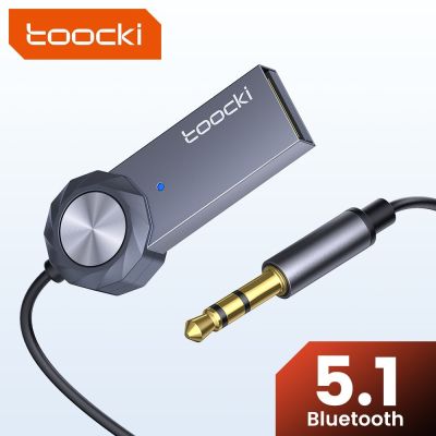 Toocki Bluetooth 5.1 Aux Adapter Dongle USB to 3.5mm Jack Wireless Car Bluetooth Recriver Hands-free Kit for Car BT Transmitter