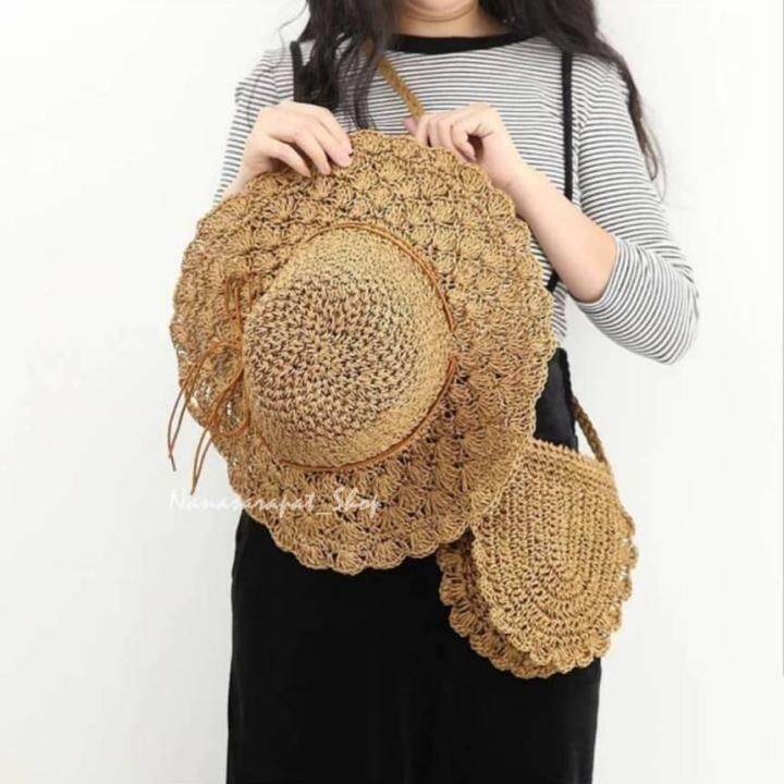 hat-หมวกสาน-หมวกสาน-เกาหลี-หมวกสวยๆ-handmade-ปีกกว้าง-มีโบว์