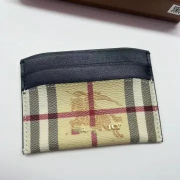 Burberry Black Haymarket Leather Izzy Card Holder