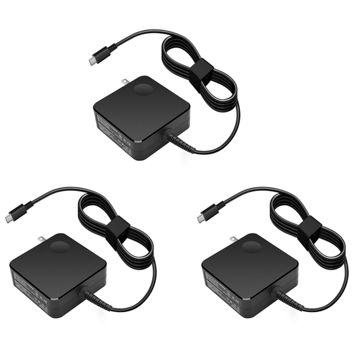 3X Suitable for Square Notebook Portable Power Adapter 65W Type-C Port ...