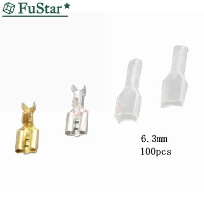 Female Terminals 6.3 mm with transparent sheath inserted spring 6.3mm Female connector terminal Faston with insulator for wire