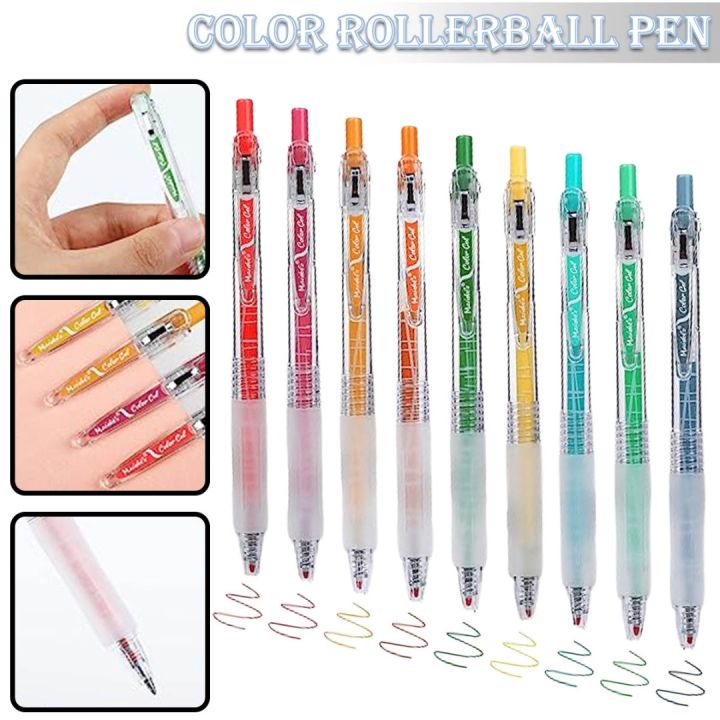 bokali-9ชิ้นจุดปากกาหมึกเจลพับเก็บได้0-5มม-ปากกาเป็นกลางปากกามาร์กเกอร์สีเจล-morandi-คละสีสำหรับเครื่องเขียนของขวัญที่น่ารัก