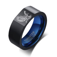 8MM ENGRAVABLE MENS BLACK TUNGSTEN CARBIDE RING WEDDING BAND