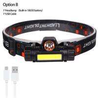 Headlamp10W LED XPE + COB ขนาดเล็กพกพาได้ไฟหน้าแบบชาร์จด้วยยูเอสบีแบตเตอรี่ในตัวไฟฉายคาดศีรษะไฟฉายสวมหัวกันน้ำได้