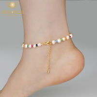 ASHIQI Natural Freshwater Pearl Anklet Charm for Women Foot celet Minimalist Jewelry