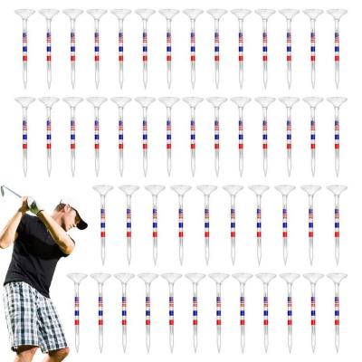 Clear Golf Ball Tees Clear Flag Prints Big Cup Tees 50Pcs Adjustable Height and Free Ball Marker Golf Tees Reduced Friction &amp; Side Spinning intensely