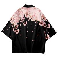 เสื้อคาร์ดิแกนผู้ชาย Yukata พิมพ์ลายดอกไม้ซากุระ2แฟชั่นสำหรับผู้หญิงเสื้อผ้าเอเชียฮาราจูกุชุดคอสเพลย์กิโมโนญี่ปุ่น