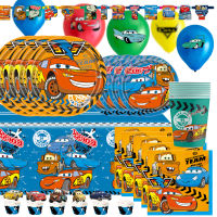 Cars Party Supplies และของตกแต่งสำหรับวันเกิดเสิร์ฟ10แขก Kids Party Lightning Mc Queen Balloons Supplies