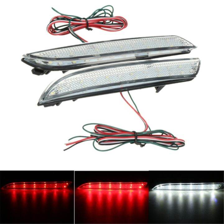1 Pair 24 LEDs Reflector Rear Bumper Light Turn Signal Lamp Brake Light