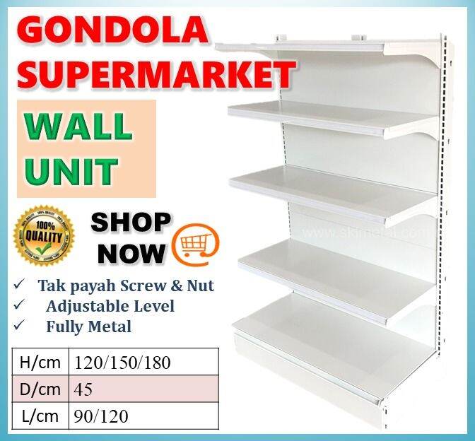 Gondola Shelving Wall 5ft Height x 3ft / 4ft Length Metal Rack / All Metal / Multipurpose Rack