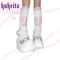 【CW】 Y2k Pink Side Wear Leg Warmer Socks Gothic Knitted Cover Punk Streetwear