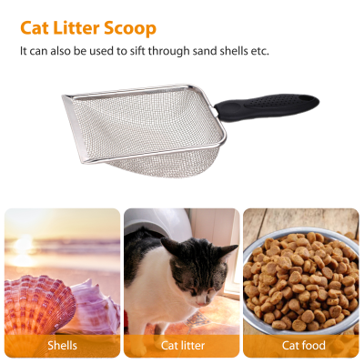 เครื่องมือทำความสะอาดสัตว์เลี้ยง Cat Litter Scoop สแตนเลสโลหะ Pooper Scoopers Shovel Poop ช้อนทำความสะอาดแปรงพลั่วทราย