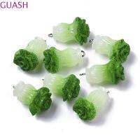 GUASH 20pcs เรซิน จี้เรซิ่นผักกะหล่ำปลี 2535มม. จี้ผักห้อย3D จำลอง จี้น่ารักๆ อาหารเลียนแบบสีเขียวน่ารักห้อยเสน่ห์ งานฝีมือดีไอวาย