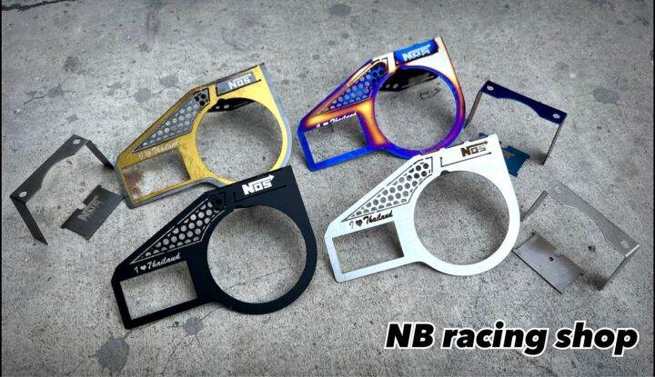 แบบใหม่-ขาเกจวัดบูสหน้าน้ำมัน-พร้อมช่องใส่เกจวัดแรงดันราง-nos-racing-จำนวน3ชิ้น