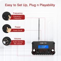 CZE-7C 12V FM Transmitter for Church, 7W/1W MP3 Broadcast Radio Station 76~108MHz FM Transmitter With Mic for Drive in Movie