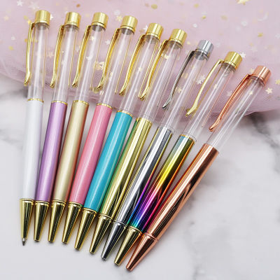 10Pcslot Blank Barrel DIY Crystal Ballpoint Pen Smooth Writing Black Ink 1.0mm Metal Pens for Student School Office Supplies