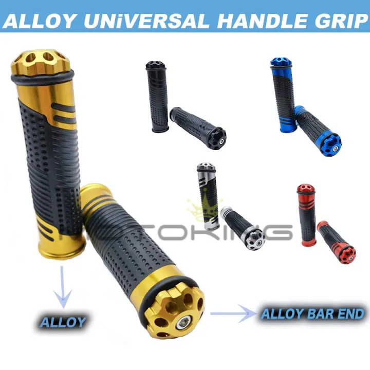M King⭐Rubber Handle Grip with CNC Alloy Bar End Motorcycle Universal