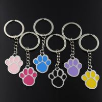 Fashion Keychain 32x26mm Colorful Dog Claw Bear Paw Silver Color Pendant DIY Men Jewelry Car Key Chain Ring Holder Souvenir Gift Key Chains