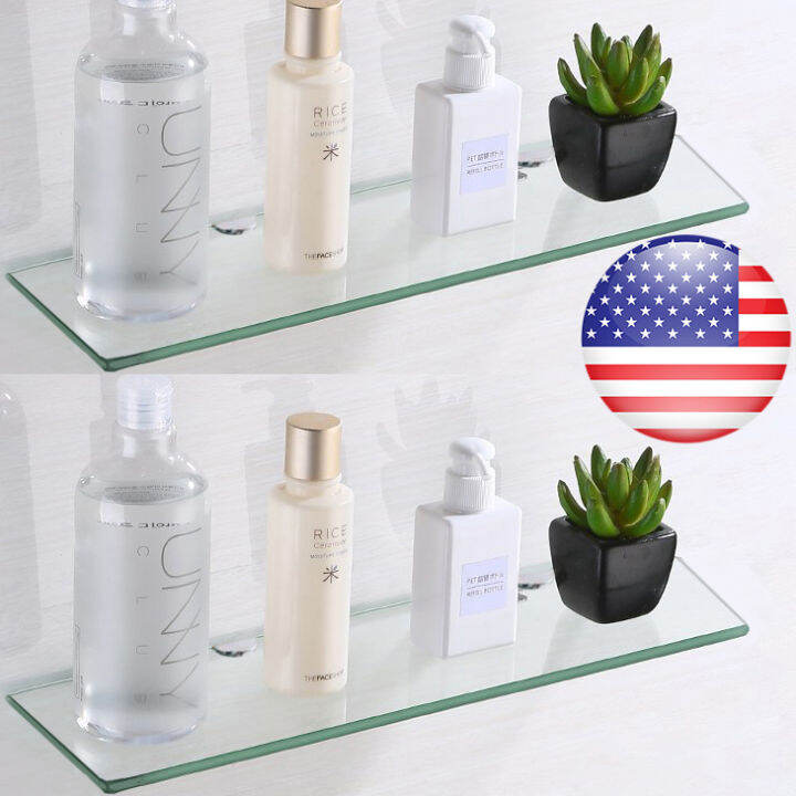 2layer & up and down Glass stand (Square) Glass Shelf Vanity Stainless
